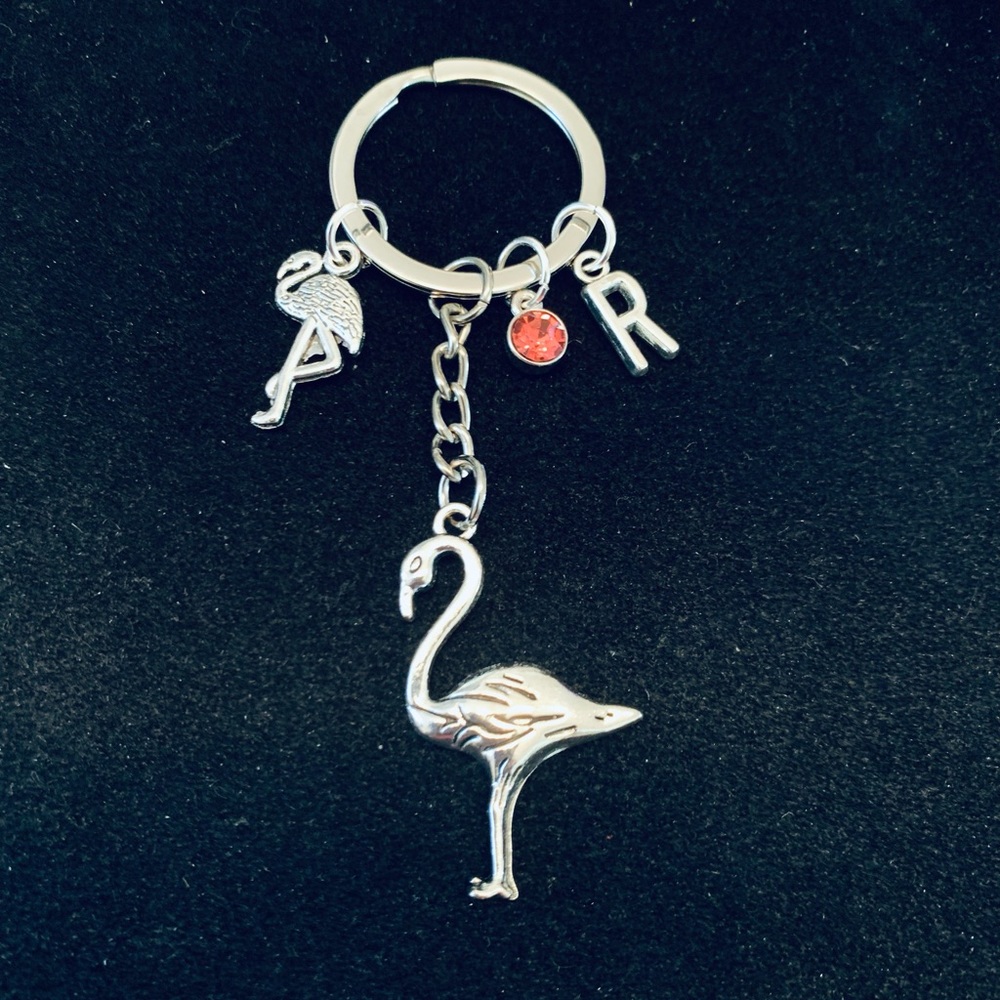 Flamingos themed keychain personalized